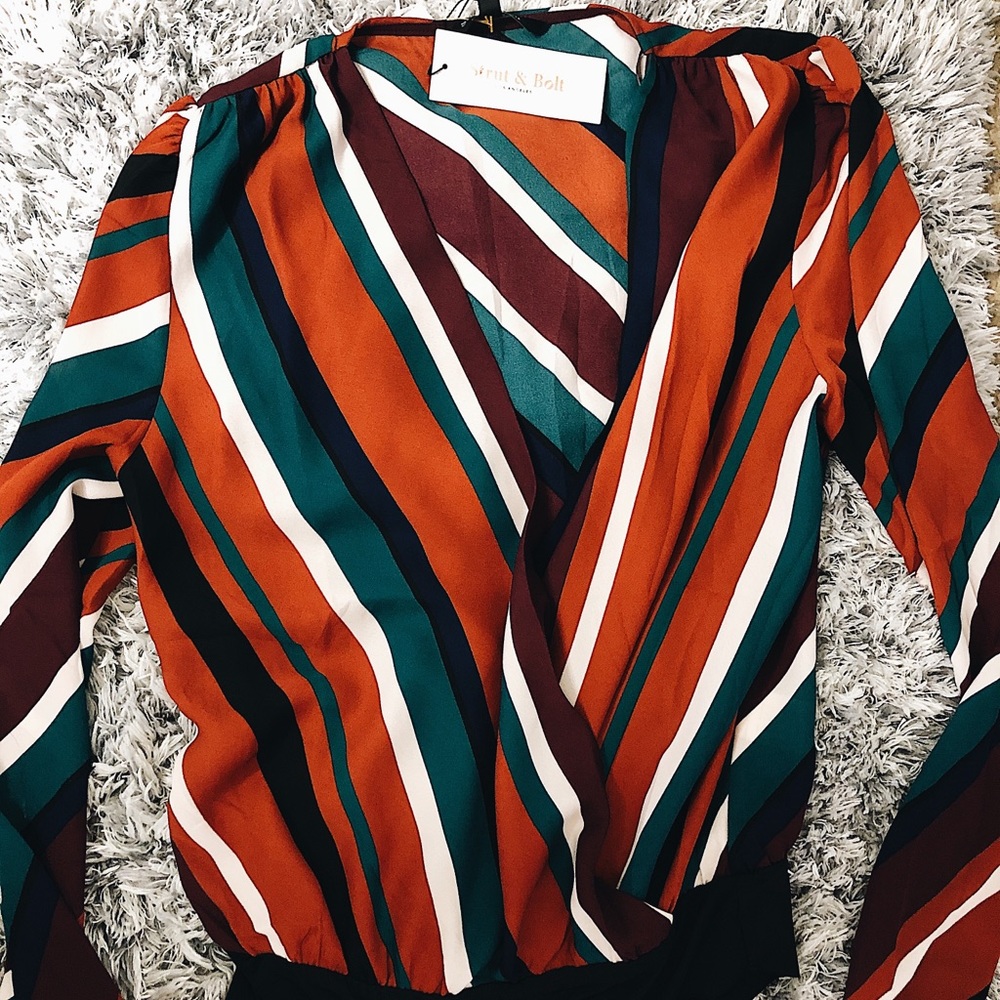 LONG SLEEVE STRIPES MULTICOLORED BODYSUIT